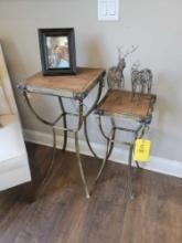 Uttermost graduated end table set with metal framed and decor items