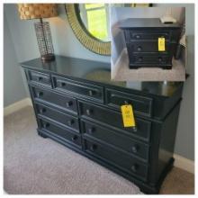 Liberty Furniture 2 piece bedroom set, black finish 9 drawer dresser and 3 drawer night stand