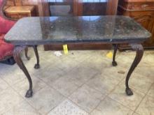 Early Carved Wood Marble Top Console Table