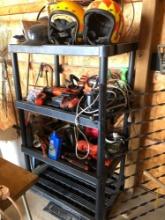 Plastic shelf and contents, black and decker tools