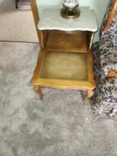 2 Marble Step Stands, Matching Lamp Table