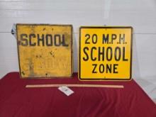 2 Metal School Signs