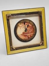 Antique guilloche enamel & hand painted desk clock with alarm
