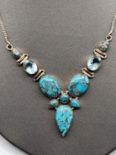 Vintage sterling silver & turquoise necklace