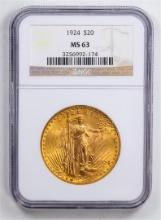 1924 $20 Double Eagle Gold Coin NGC MS63