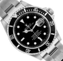Rolex Mens No Holes Case Stainless Steel Black Dial Submariner With Rolex Box