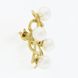 Vintage 14k Yellow Gold Alternating Infinity White Pearl Open Wreath Pin Brooch