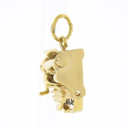 Vintage 14k Yellow Gold Mechanical Detailed Typewriter Collectible Charm Pendant