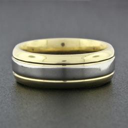 Vintage Unisex Solid Platinum & 18k Gold Heavy Polished Wedding Band Ring 10.93g