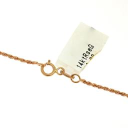 NEW 14K Rose Gold.10 ctw Diamond Awareness Ribbon Disc Pendant w/ 16" Rope Chain