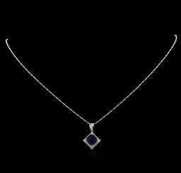 18KT White Gold 3.18 ctw Sapphire and Diamond Pendant With Chain