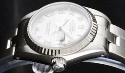 Rolex Ladies Stainless Steel Slate Grey 26MM Oyster Band Wristwatch