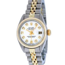 Rolex Ladies Two Tone 18K Yellow Gold And Steel White Diamond Quickset Datejust