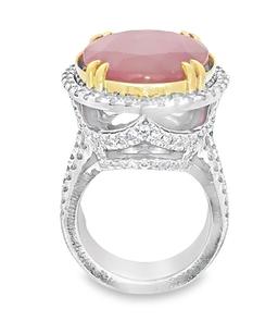 20.60 ctw Ruby and 2.60 ctw Diamond Ring - 18KT White and Yellow Gold