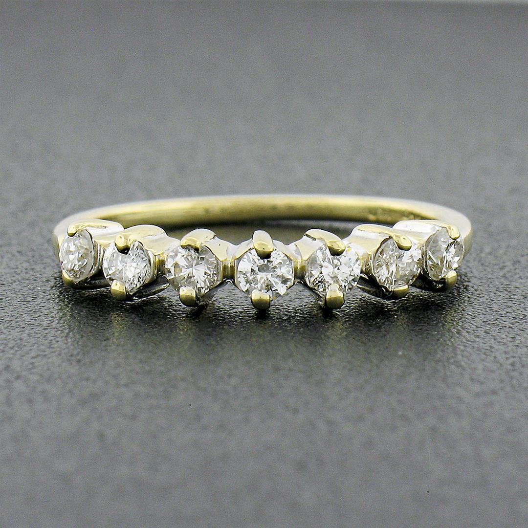 Vintage Classic 14k Yellow Gold 0.35 ctw Round Prong Set Diamond Wedding Band Ri