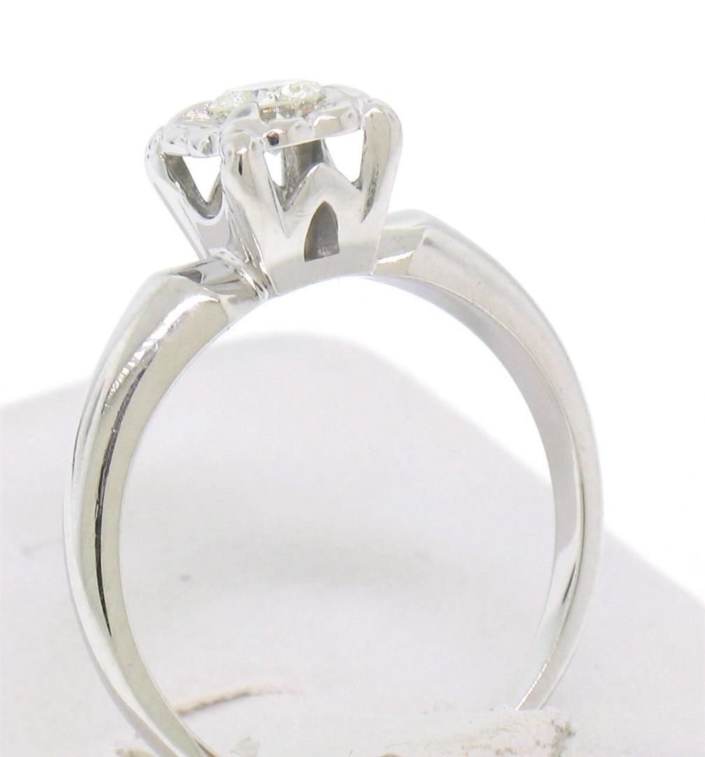 Vintage 14k White Gold 0.18 ctw Round Diamond Illusion Set Solitaire Ring