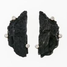 Sarah Graham Cobalt Chrome & 18k White Gold Manzanita Bark Diamond Post Earrings