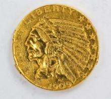 1909-D $5 Indian Head Half Eagle Gold Coin C+