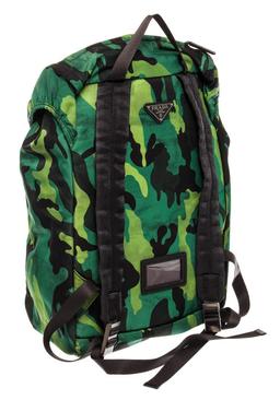 Prada Green Printed Camo Tessuto Large Front Pocket Double Buckle Backpack