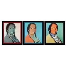 American Indian Series 3 Piece Set (Red, Blue & Black) by Warhol (1928-1987)