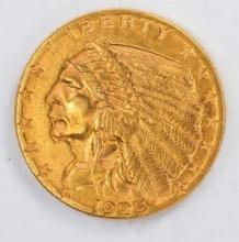 1925-D $2.5 Indian Head Quarter Eagle Gold Coin CU