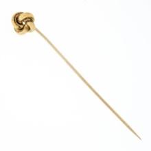 Antique 18k Solid Yellow Petite Simple High Polished Tube Love Knot Stick Pin