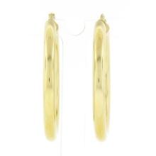 NEW Classic 14K Yellow Gold 3.9mm Wide Plain Polished Round Hoop Snap Earrings