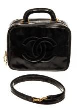 Chanel Black Patent Leather CC Vanity Case