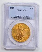 1927 $20 Double Eagle Gold Coin PCGS MS63