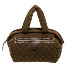 Chanel Dark Green Quilted Nylon Cocoon Bowling Bag