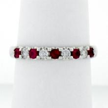 New 14K White Gold 3mm 0.62 ctw Alternating Shared Prong Ruby & Diamond Band Rin