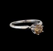 14KT White Gold 0.80 ctw Round Cut Fancy Brown Diamond Solitaire Ring