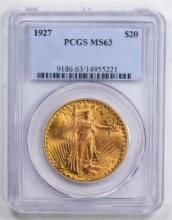 1927 $20 Double Eagle Gold Coin PCGS MS63