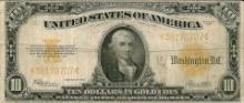 1922 $10 Gold Certificate Bank Note