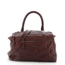 Givenchy Pandora Distressed Shoulder Bag in Burgundy