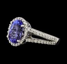 3.04 ctw Tanzanite and Diamond Ring - 14KT White Gold