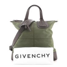 Givenchy Nightingale Flat Shopper Tote Canvas with Leather Brown, Green