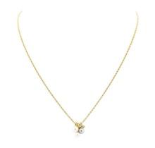 0.08 ctw Diamond and Pearl Pendant with Chain - 18KT Yellow Gold