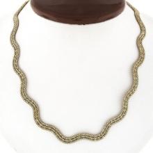 Italian 14k Gold 17.5" Wavy 3 Row Popcorn Link Necklace W/ Safety Clasp Latch