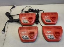 4 Milwaukee Battery Chargers