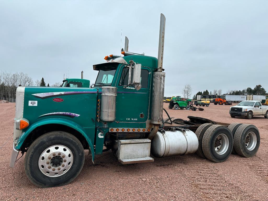 (TITLE) 1998 Peterbilt 379 day cab truck tractor, tandem axle, Cummins N14 diesel engine, 10-speed