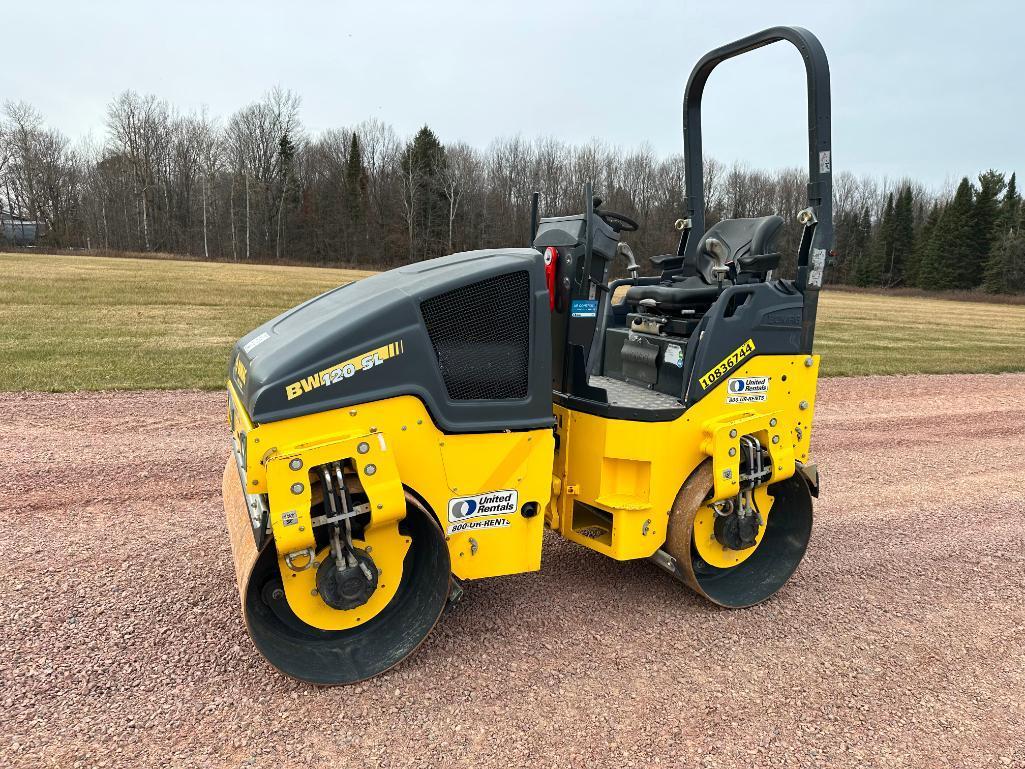 2018 Bomag BW120 SL-5 double drum roller, OROPS, 47" drums, Kubota diesel engine, hydro trans, water