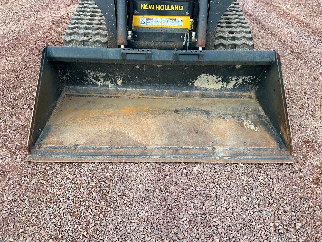 2018 New Holland C238 track skid steer, cab w/AC, 2-spd, aux hyds, pilot controls, 18" tracks,