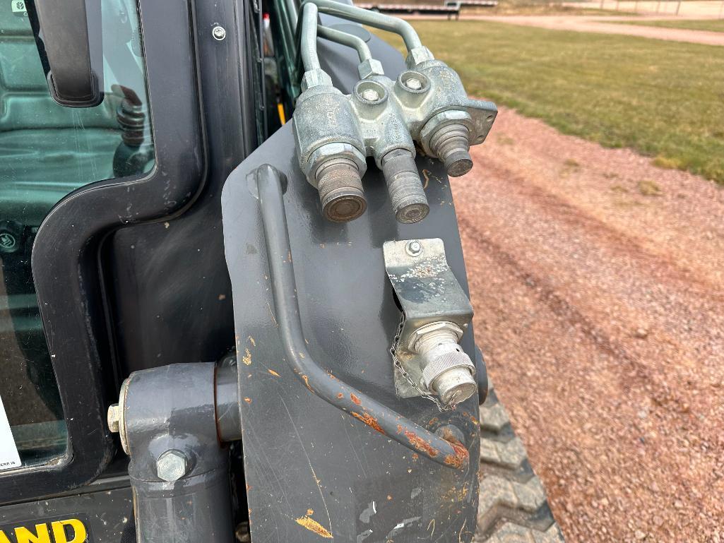 2018 New Holland C238 track skid steer, cab w/AC, 2-spd, aux hyds, pilot controls, 18" tracks,