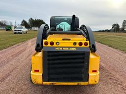 2018 New Holland C238 track skid steer, cab w/AC, 2-spd, aux hyds, pilot controls, 18" tracks,