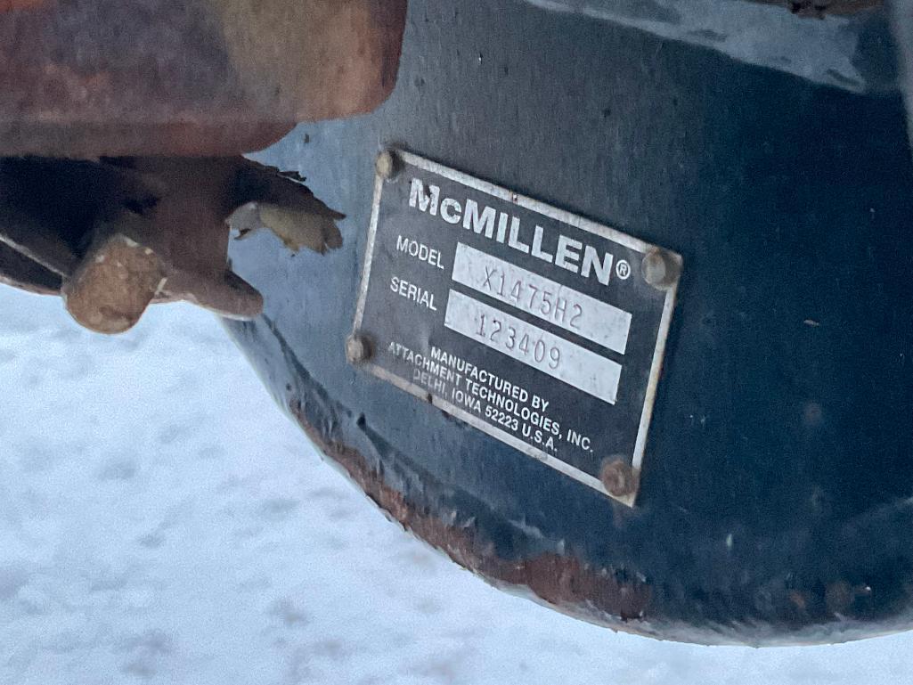 McMillen X1475H2 telehandler mount hyd drive post hole auger w/20" bit, SN: 123409.