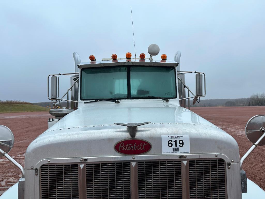 (TITLE) 1990 Peterbilt 377 day cab truck tractor, tandem axle, Cat 350 hp diesel engine, 9-spd