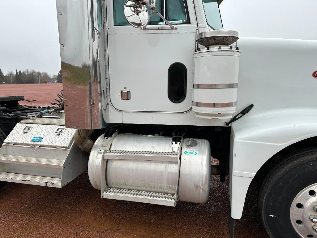 (TITLE) 1990 Peterbilt 377 day cab truck tractor, tandem axle, Cat 350 hp diesel engine, 9-spd