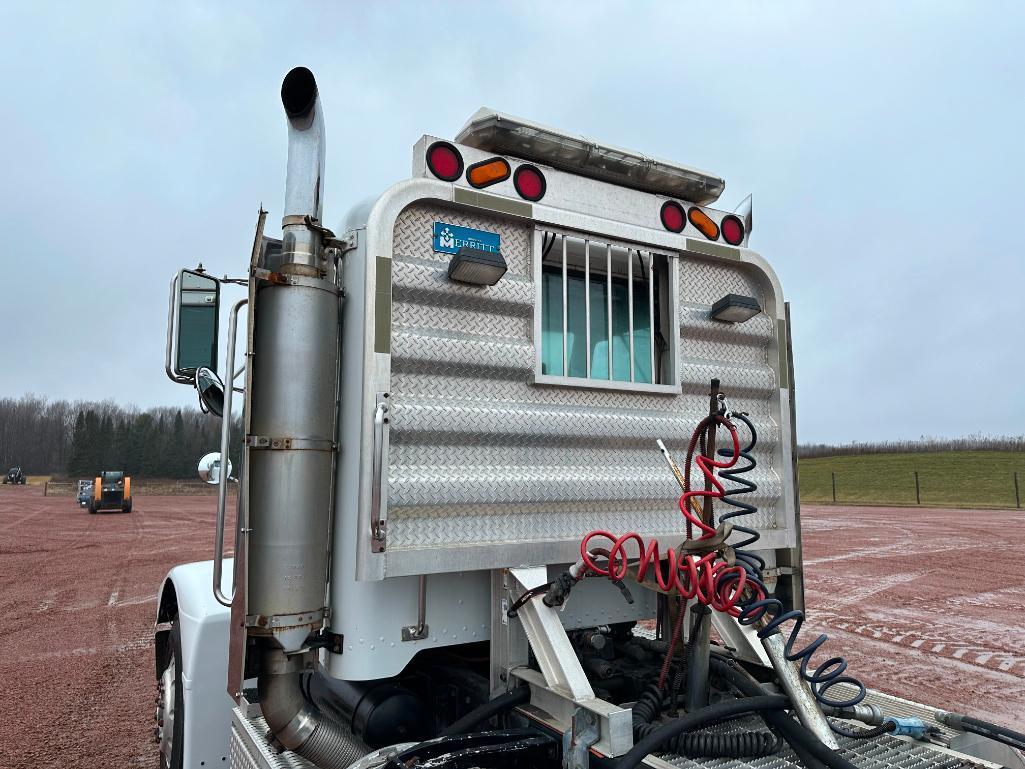 (TITLE) 1990 Peterbilt 377 day cab truck tractor, tandem axle, Cat 350 hp diesel engine, 9-spd