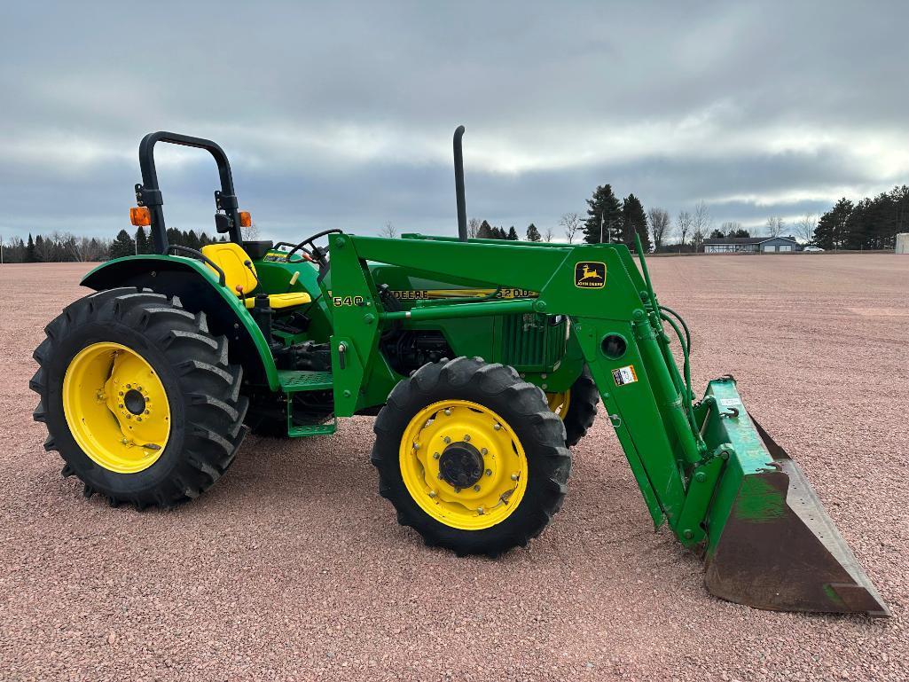 1996 John Deere 5200 tractor, open station, MFD, John Deere 540 loader, 14.9x28 rear tires, 2-hyds,